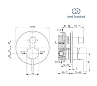MEDIDAS MONOMANDO BAÑO-DUCHA EMPOTRADO JOY IDEAL STANDARD